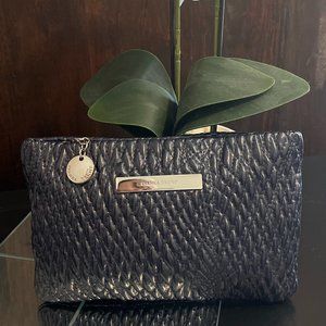 Textured dark blue clutch